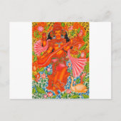 SARASWATI HINDU GODESS OF LEARNING TANJORE BRIEFKAART (Voorkant)