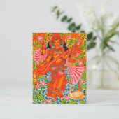 SARASWATI HINDU GODESS OF LEARNING TANJORE BRIEFKAART (Staand voorkant)
