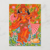 SARASWATI HINDU GODESS OF LEARNING TANJORE BRIEFKAART (Voorkant)