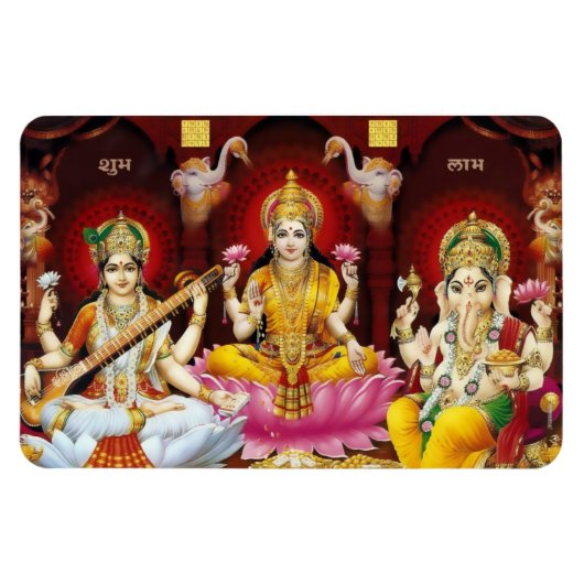 Saraswati, Lakshmi, & Ganesha Flexi Magnet Magneet (Horizontaal)