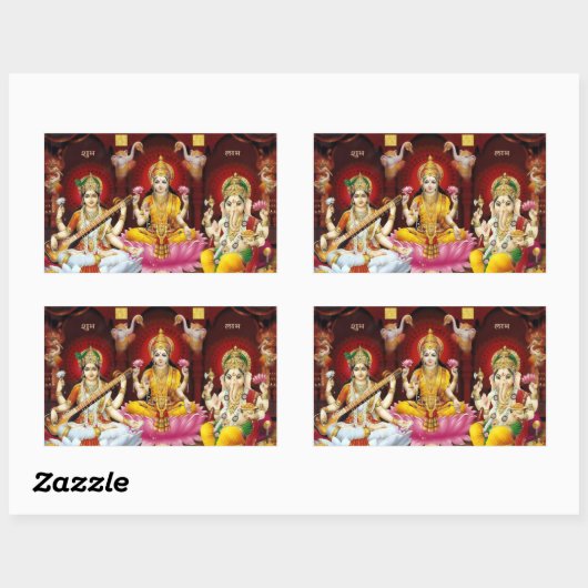 Saraswati, Lakshmi, & Ganesha Stickers (Vel)