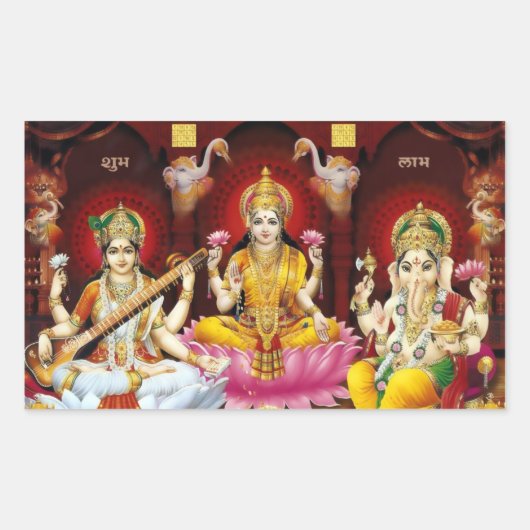 Saraswati, Lakshmi, & Ganesha Stickers (Voorkant)