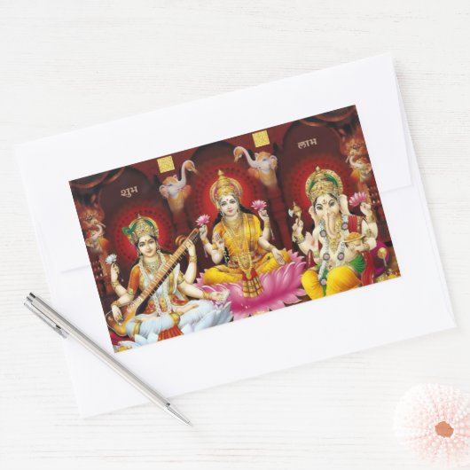 Saraswati, Lakshmi, & Ganesha Stickers (Envelop)