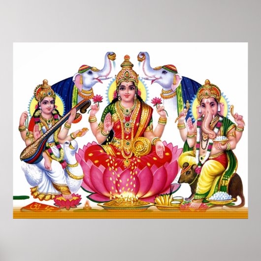 Saraswati, Laxmi, Ganesha Poster (Voorkant)