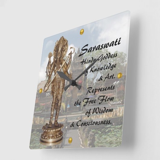Saraswati op Bali Vierkante Klok (Hoek)