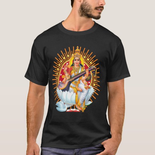 Saraswati Sacred Geometry Third Eye Isha Hindu Lin T-shirt (Voorkant)