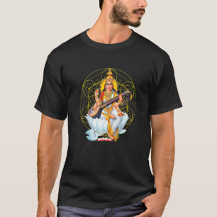 Saraswati Sacred Geometry Third Eye Isha Hindu Lin T-shirt