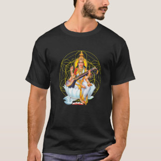 Saraswati Sacred Geometry Third Eye Isha Hindu Lin T-shirt