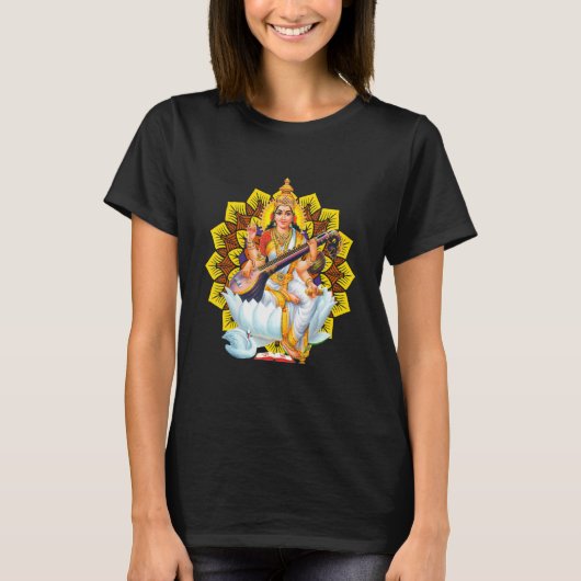Saraswati Sacred Geometry Third Eye Isha Hindu Lin T-shirt (Voorkant)