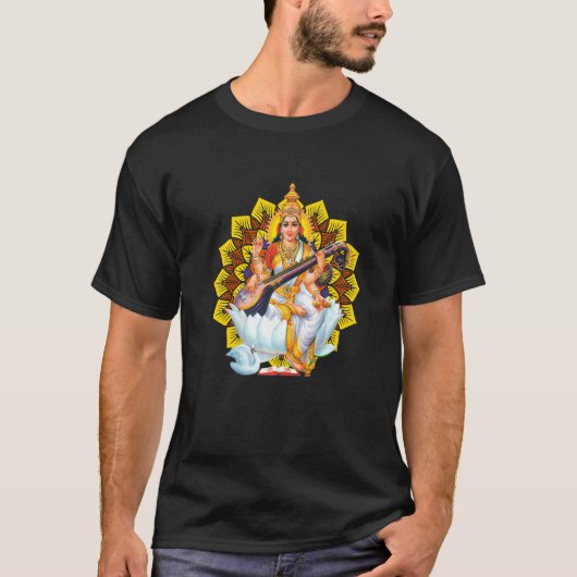 Saraswati Sacred Geometry Third Eye Isha Hindu Lin T-shirt (Voorkant)