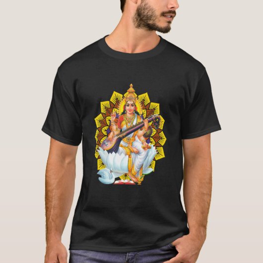 Saraswati Sacred Geometry Third Eye Isha Hindu Lin T-shirt (Voorkant)