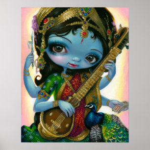 Saraswati speelt Veena Hindu Goddess Art PRINT