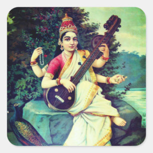 Saraswati Vierkante Sticker