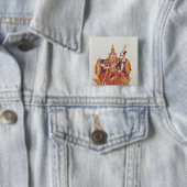 Saratheswae, hindoe godin van het leren vierkante button 5,1 cm (In situ)