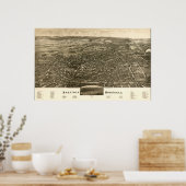 Saratoga Springs New York 1888 Antiek Panorama Poster (Keuken)