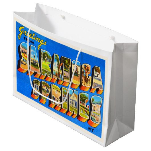 Saratoga Springs New York NY Old Travel Souvenir Large Cadeautasje (Voorkant Gekanteld)