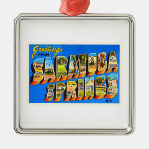 Saratoga Springs New York NY Old Travel Souvenir Metalen Ornament