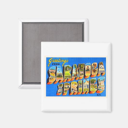 Saratoga Springs New York NY Oud reissouvenir Magneet (Voorkant / Achterkant)