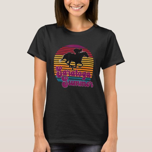 Saratoga Springs New York Summer Sunset Horse Raci T-shirt (Voorkant)