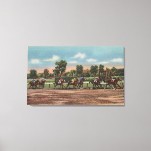 Saratoga Springs, NY - Horse Race Track Scene Canvas Afdruk