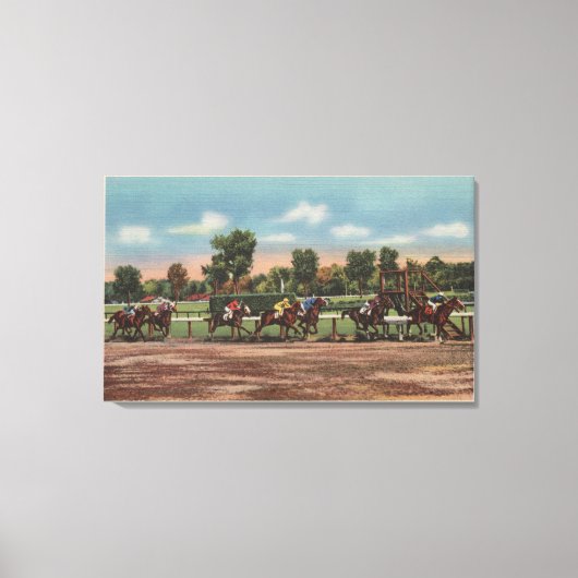 Saratoga Springs, NY - Horse Race Track Scene Canvas Afdruk (Voorkant)