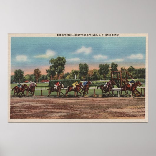 Saratoga Springs, NY - Horse Race Track Scene Poster (Voorkant)