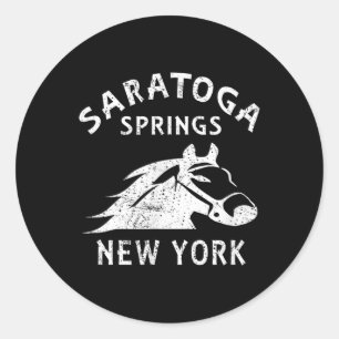 Saratoga Springs Ny Paard Vintage Grafisch Racing Ronde Sticker