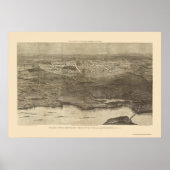 Saratoga Springs, NY Panoramic Map - 1874 Poster (Voorkant)