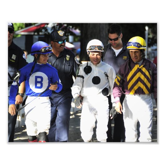 Saratoga's Top Jockeys op weg naar de Paddock Foto Afdruk (Voorkant)