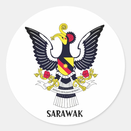 Sarawak Wapenmunt - MALAYSIA Ronde Sticker (Voorkant)