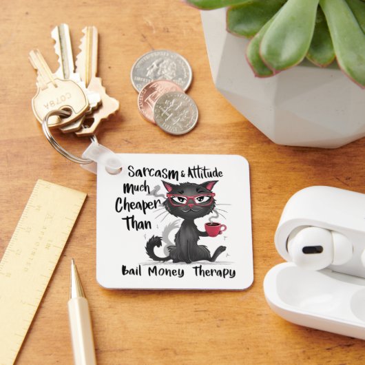 Sarcasm & Attitude Funny Cat Lover Gift Sleutelhanger (Bureau)