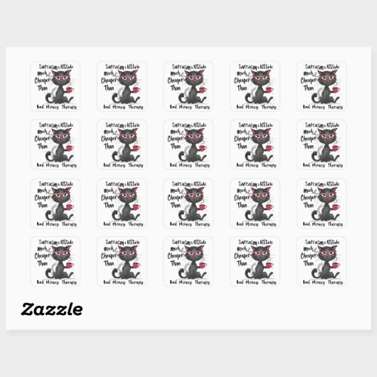 Sarcasm & Attitude Funny Cat Lover Gift  Vierkante Sticker (Vel)