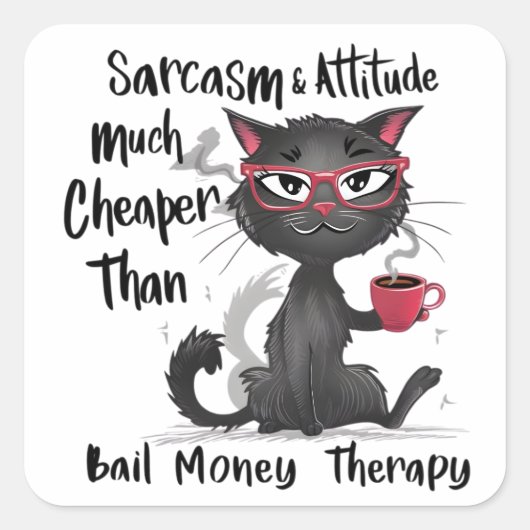Sarcasm & Attitude Funny Cat Lover Gift  Vierkante Sticker (Voorkant)