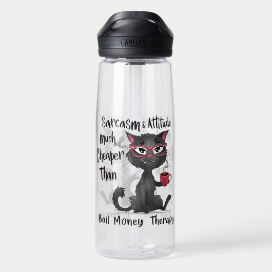 Sarcasm & Attitude Funny Cat Lover Gift Waterfles (Achterkant)