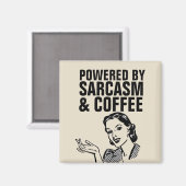 SARCASM EN COFFEE RETRO HOUSEWIFE MAGNETS MAGNEET (Voorkant / Achterkant)