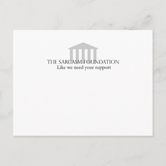 Sarcasm Foundation Briefkaart (Voorkant)