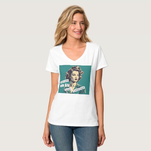 Sarcasm is mijn 'Love Language Retro Woman' T-Shir T-shirt (Voorkant volledig)