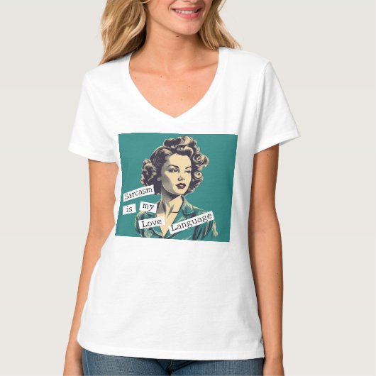 Sarcasm is mijn 'Love Language Retro Woman' T-Shir T-shirt (Voorkant)