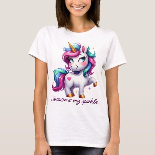 SARCASM IS MY SPARKLE CUTE UNICORN T-SHIRT (Voorkant)