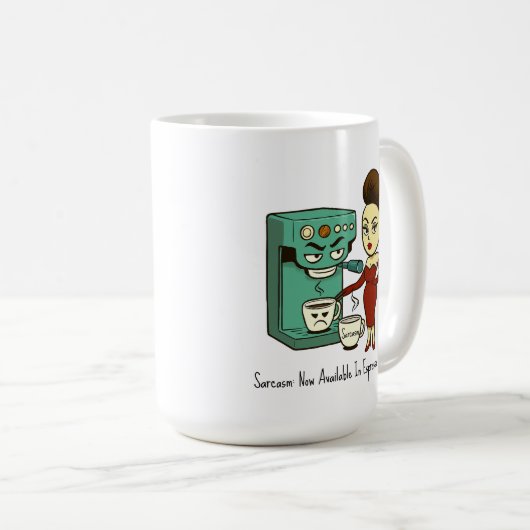 Sarcasm: Now Available In Espresso Shots Mug Koffiemok (Voorkant rechts)