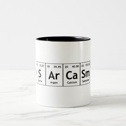 SArCaSm Periodic Table Elements Word Chemistry Tweekleurige Koffiemok (Center)