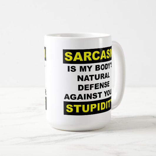 Sarcasm Stupidity Defence Funny Mug Koffiemok (Voorkant rechts)