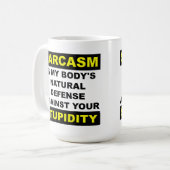 Sarcasm Stupidity Defence Funny Mug Koffiemok (Voorkant links)