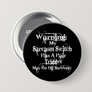 Sarcasm Warning Humor Ronde Button 7,6 Cm