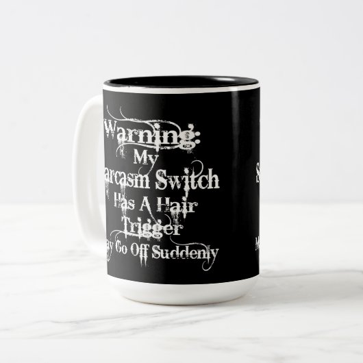 Sarcasm Warning Humor Two-Tone Koffee Mok (Voorkant links)
