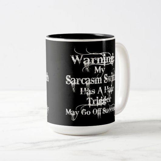 Sarcasm Warning Humor Two-Tone Koffee Mok (Voorkant rechts)