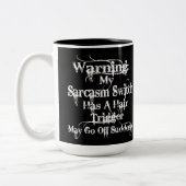 Sarcasm Warning Humor Two-Tone Koffee Mok (Links)