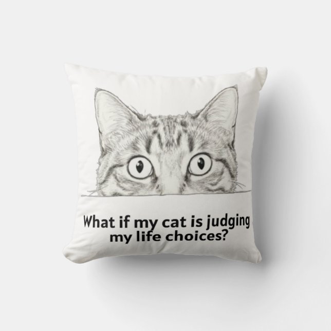 Sarcasme Beoordelende Kat Tee | Cadeau voor Kat Mo Kussen (Voorkant)
