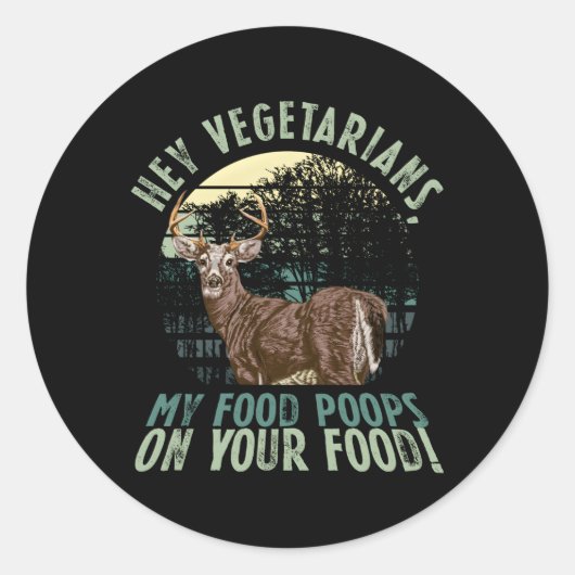 Sarcasme Carnivoor Anti Vegan Vegetarisch Vlees Ronde Sticker (Voorkant)