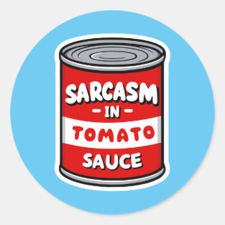 Sarcasme in tomatensaus ronde sticker